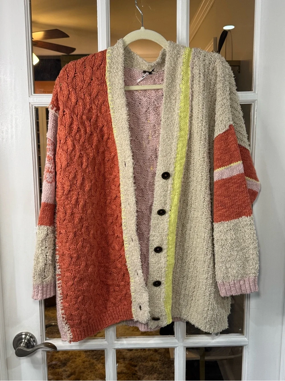 🥥🍊🌺 Free People LIGHTHOUSE cardigan/sweater in Clay Combo NWT 🌺🍊🥥 - Picture 2 of 8